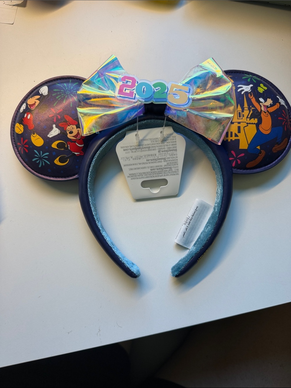 Disney 2025 Holographic Bow Mickey Ears Headband - Navy with Iridescent Accent